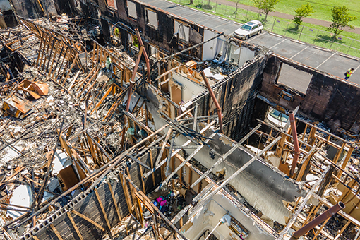 Interior damage of the Ashwood Apartments Fire, Pottstown, PA